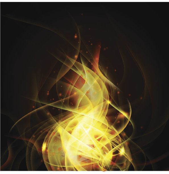 火焰隔离在黑色背景和空间，矢量图片下载