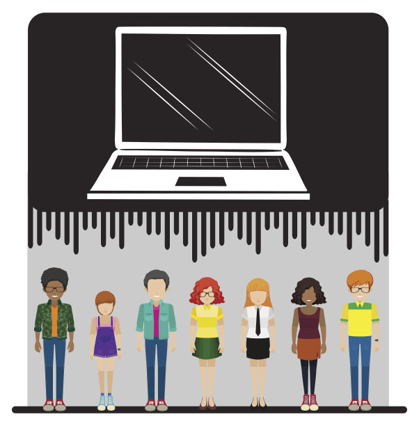 笔记本电脑和一群人图片下载