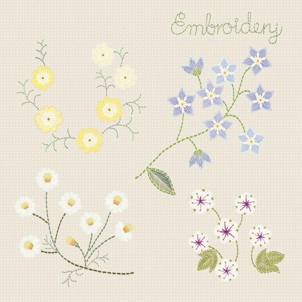 刺绣花朵图案图片下载