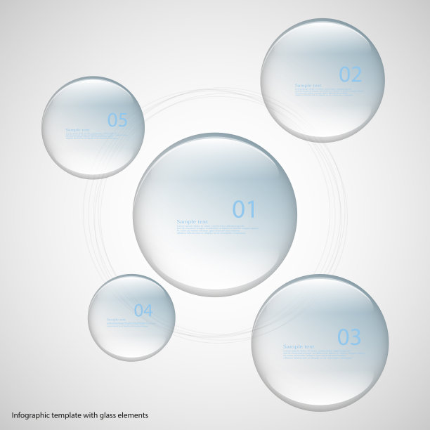 5个玻璃环模板，蓝色图片下载