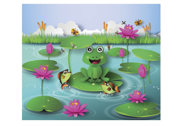 青蛙在池塘里。图片下载