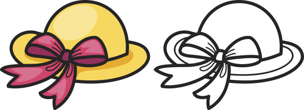 彩色和黑白帽子为着色书图片下载