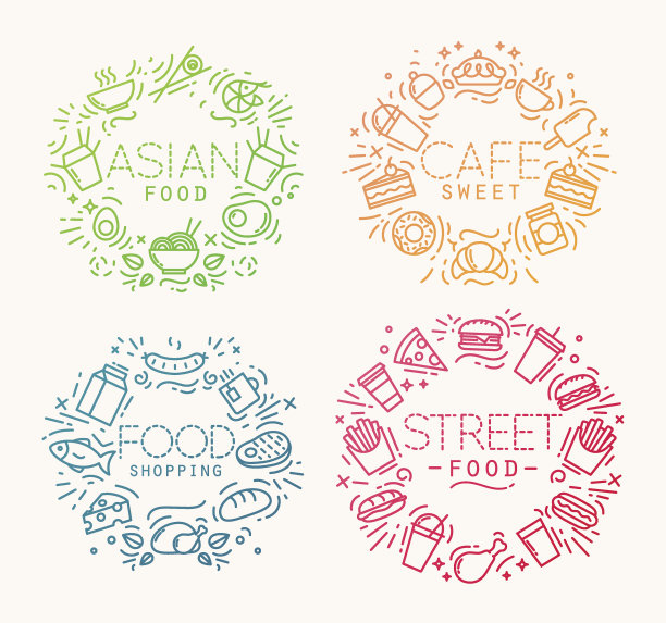 食物组合图案的颜色图片下载