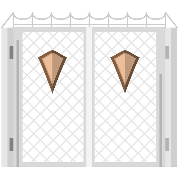 平彩色矢量图标的钢门与盾牌图片下载