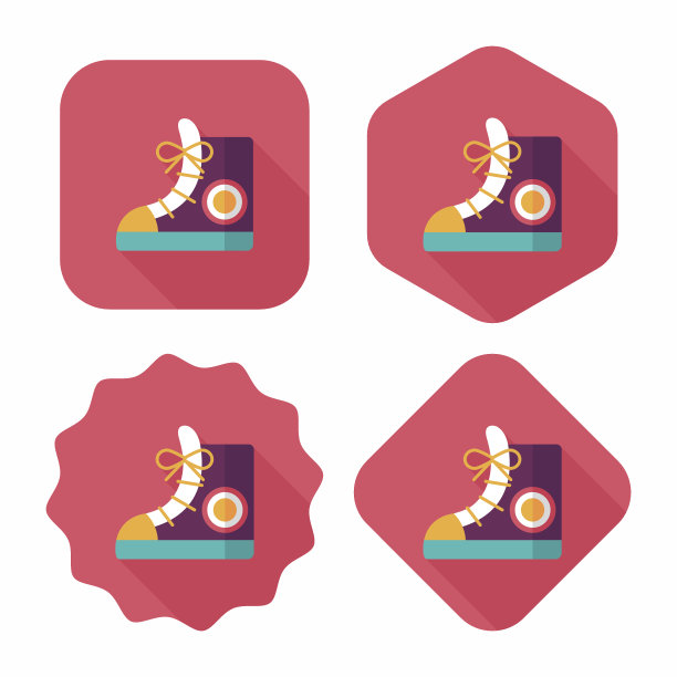 复古鞋平与长影子图标，eps10图片下载