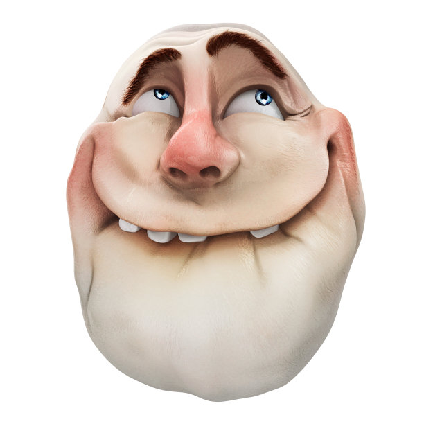 愤怒漫画的脸。啐网络模因。三维演示图片下载