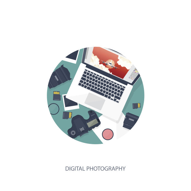 桌子上放着摄影器材。摄影工具，照片编辑，照片拍摄图片下载