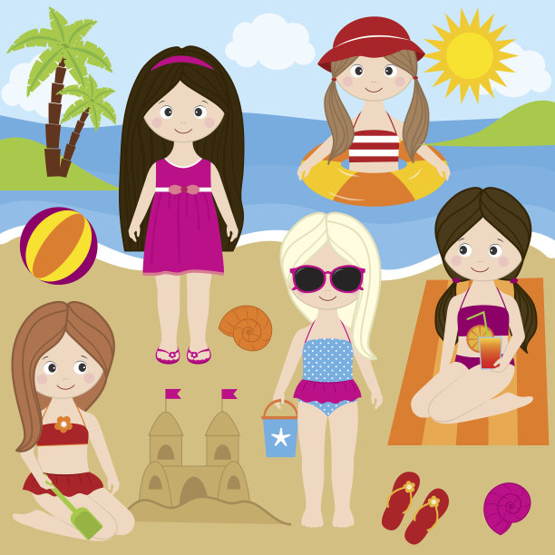 沙滩上的女孩图片下载