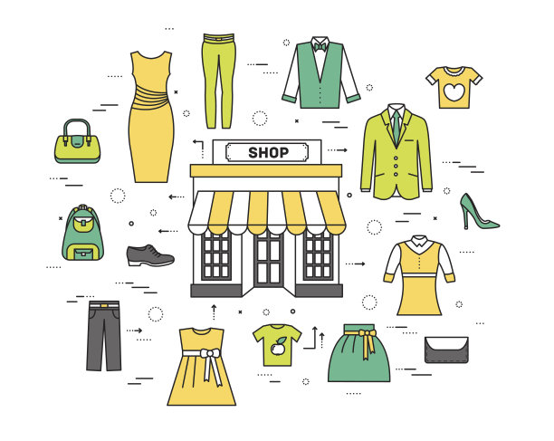 细线时装服装现代插画概念图片下载