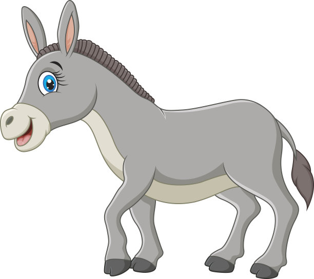 卡通快乐的驴孤立在白色的背景图片下载