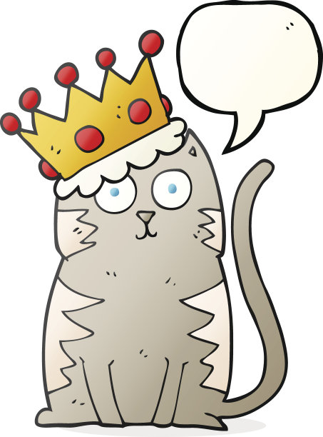 语音泡泡卡通猫与皇冠图片下载