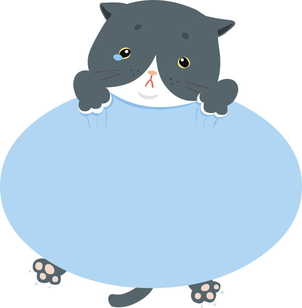 可惜蓝猫抱空板向量图片下载