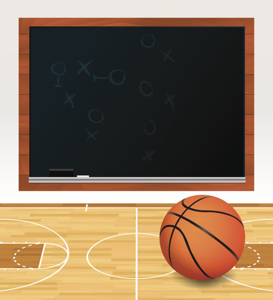 矢量篮球黑板上的球场插图图片下载