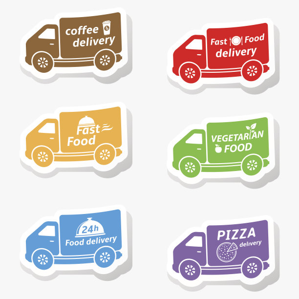 快餐外卖卡车的贴纸图片下载