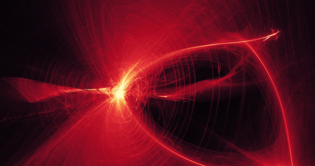 红色和黄色抽象设计线曲线粒子图片下载