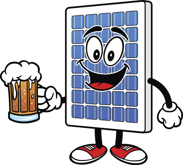 太阳能板与啤酒图片下载