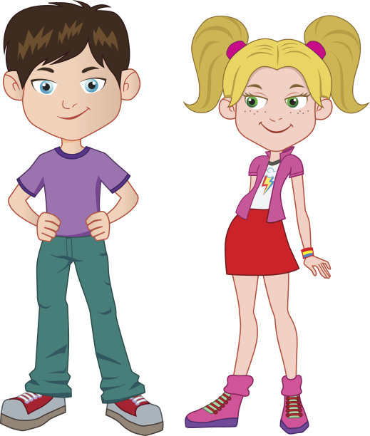 男孩和女孩站着图片下载