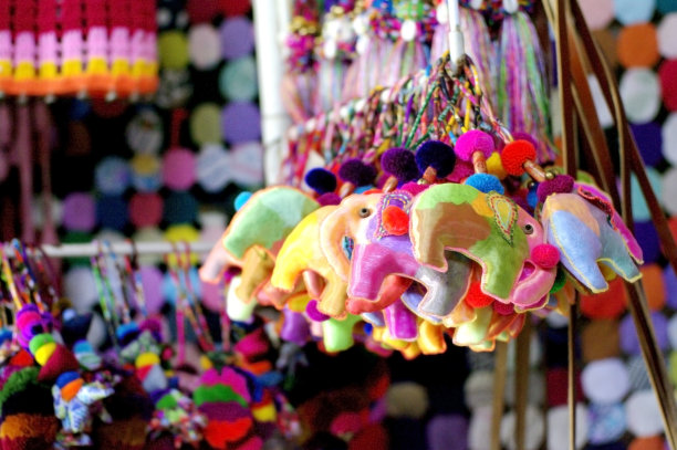 彩色大象装饰钥匙扣图片下载