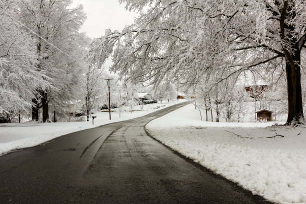 积雪的街道上图片下载