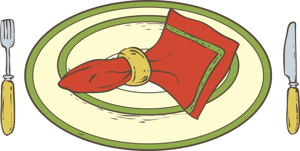 盘子，餐巾，刀叉图片下载