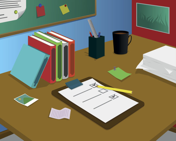 办公桌上有检查清单图片下载