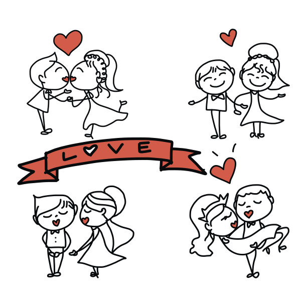 手绘卡通抽象爱情图片下载