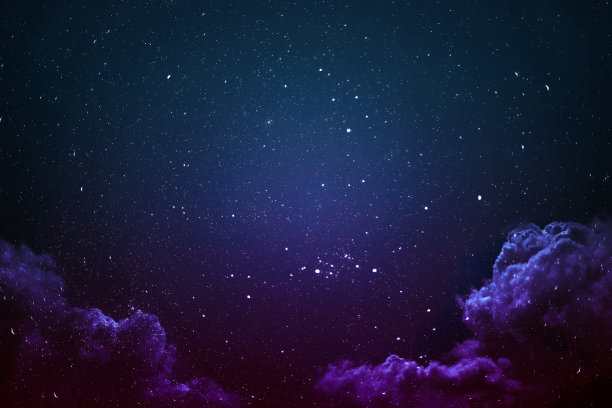 夜空布满星星和云彩。图片下载