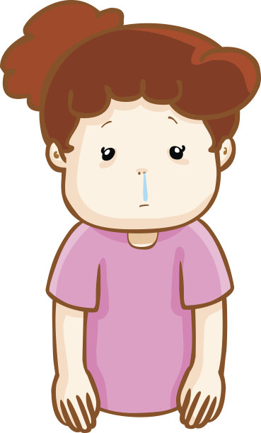 生病的女人流鼻涕卡通向量图片下载