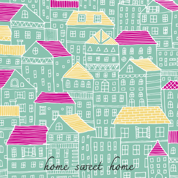 家甜蜜家涂鸦插画蜡笔图片下载