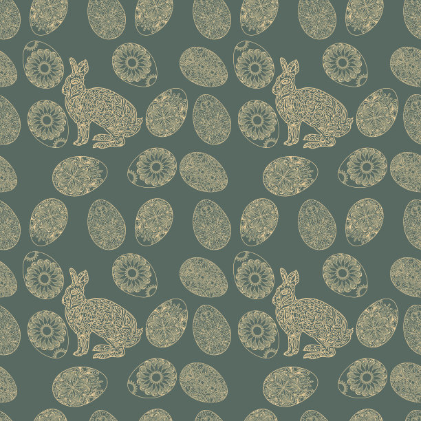 复古复活节无缝图案素材图片