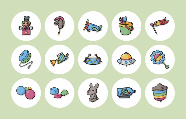 儿童玩具图标集，eps10图片下载