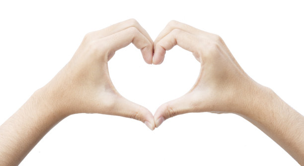 女性手形形似孤立的心形符号。图片下载