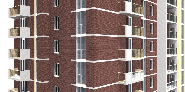 现代多层住宅楼的三维渲染图片下载