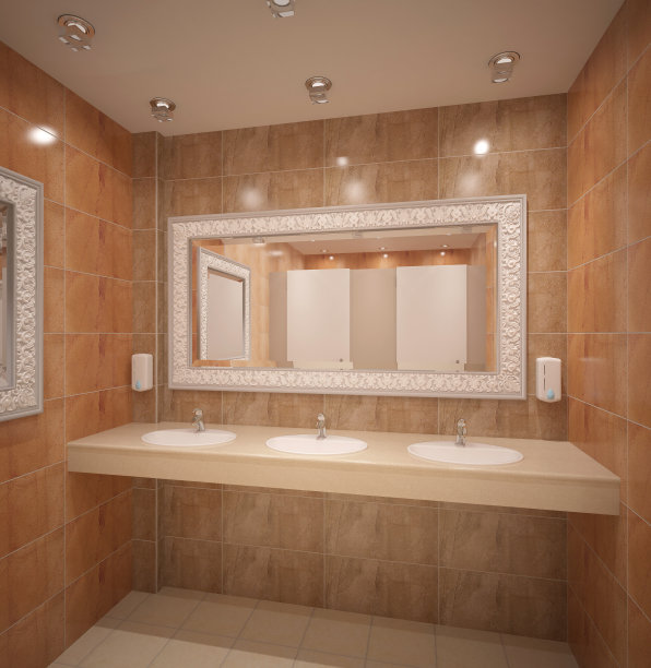 3d渲染的一个大厅的WC图片下载