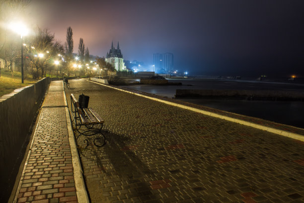 惊人的夜晚街景近海图片下载