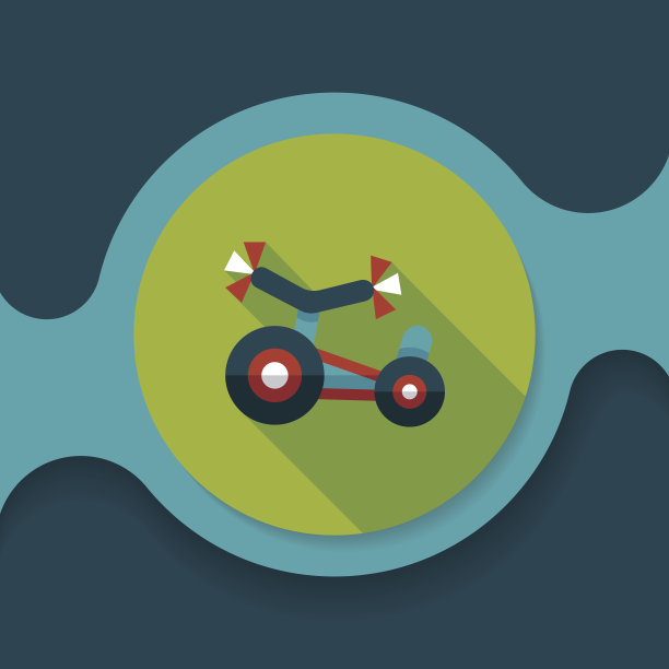 儿童三轮车平面图标与长影子，eps10图片下载