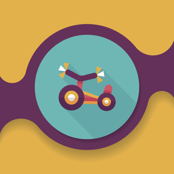 儿童三轮车平面图标与长影子，eps10图片下载