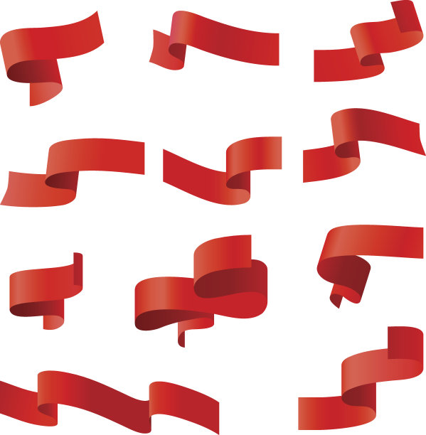 红色向量丝带。素材图片