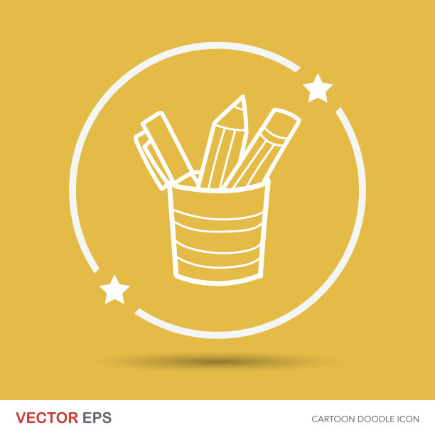 钢笔和铅笔的颜色涂鸦图片下载