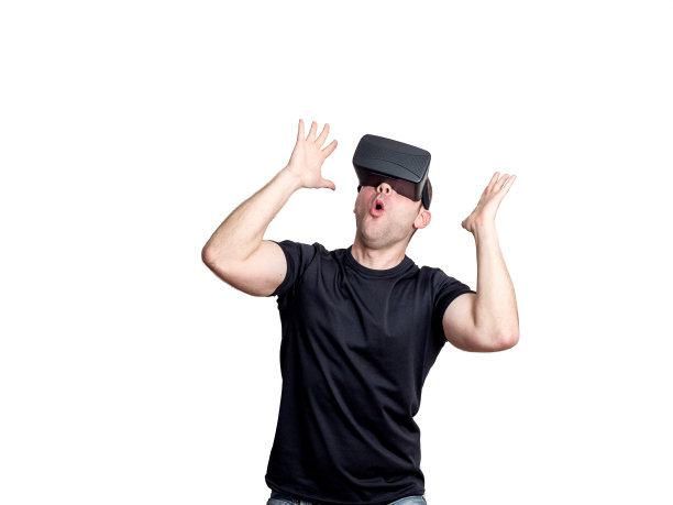 惊奇的人使用虚拟现实眼镜图片下载