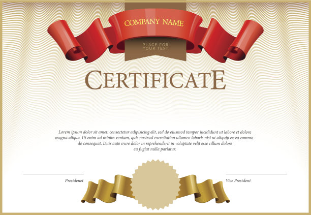 现代的证书。模板文凭,货币。素材图片
