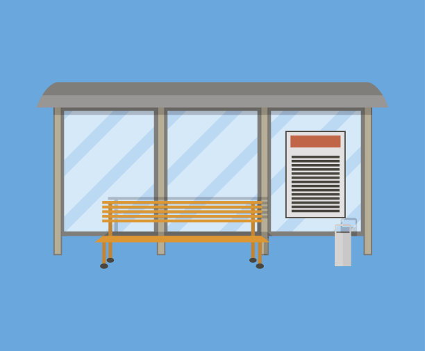 用长凳和垃圾桶清空公交车站图片下载