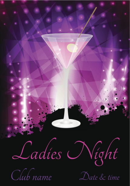 派对海报模板与马提尼图片下载