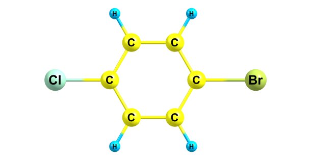 1-溴-4-氯苯分子结构孤立在白色上图片下载
