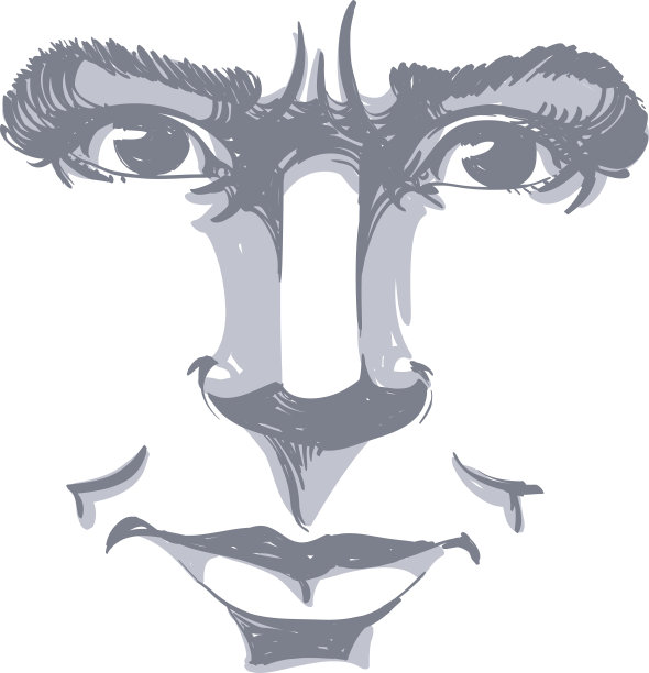 手绘矢量插图的愤怒的女人。单色图像,图片下载