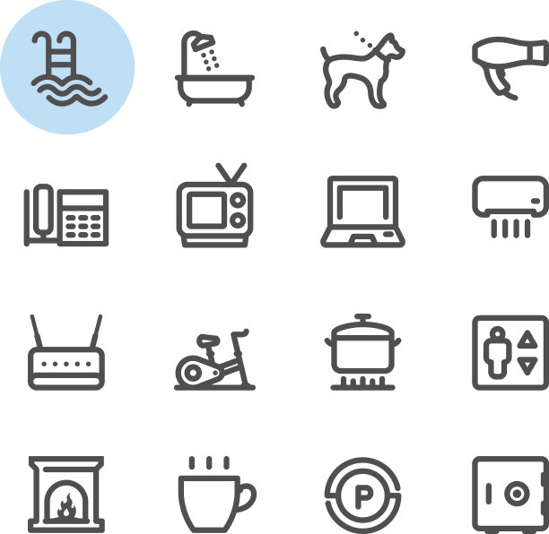 酒店和酒店设施服务图标图片下载