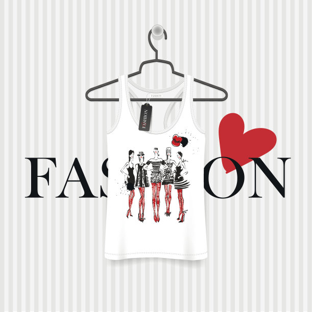 打印的t恤。模特女孩手绘图片下载