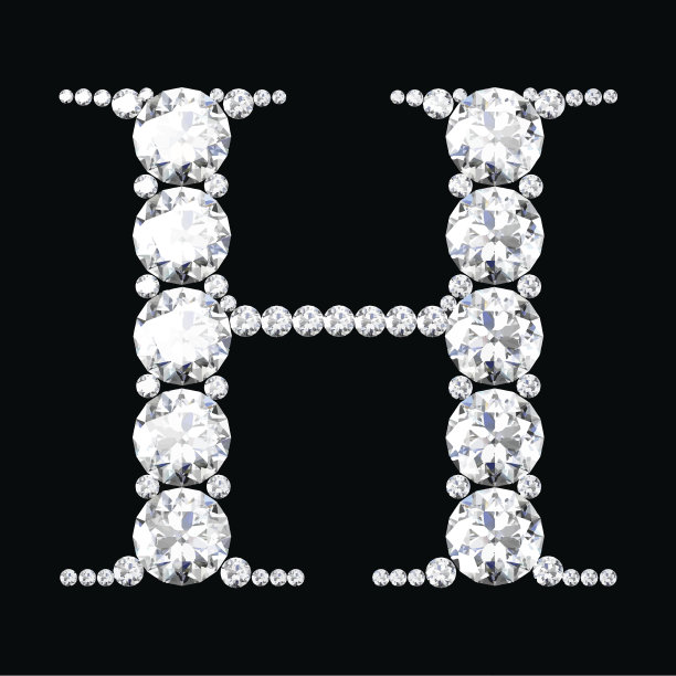钻石字母与宝石孤立在黑色图片下载