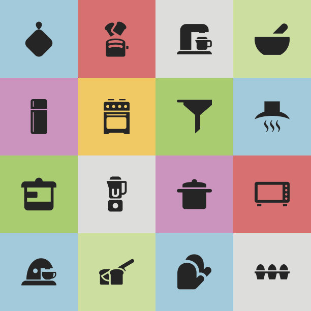 一组16可编辑的库克图标。图片下载