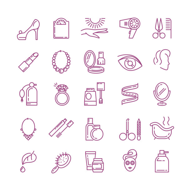 矢量化妆品线条图标图片下载
